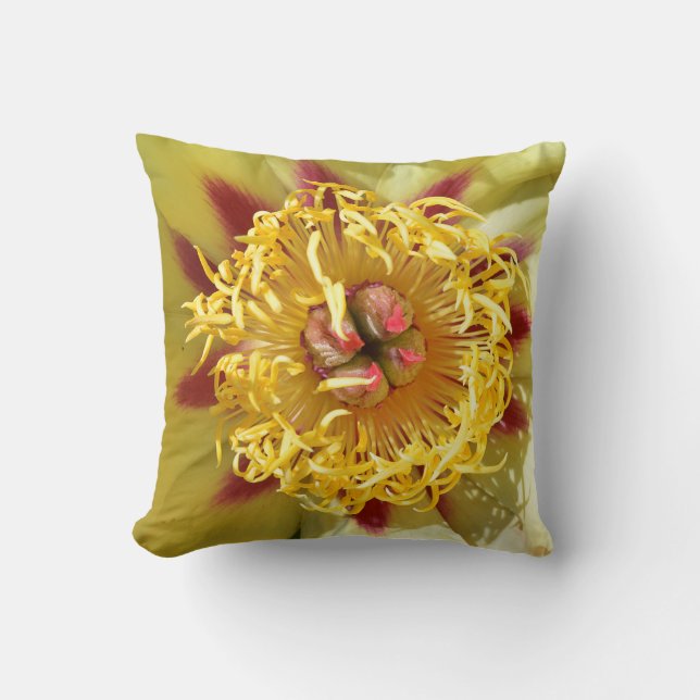 Yellow Chinese peony flower Wrapping Paper Cushion (Front)