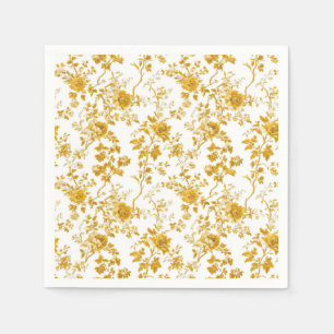 Yellow Chinoiserie Floral Pattern 1 Dinner Napkins