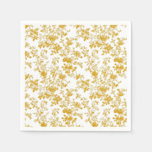 Yellow Chinoiserie Floral Pattern 5 Dinner Napkins