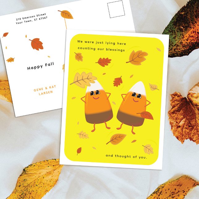 Yellow | Chocolate Candy Corn Duo | Thanksgiving Holiday Postcard (Creator Uploaded)
