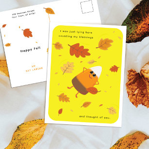 Yellow   Chocolate Candy Corn   Thanksgiving Holiday Postcard