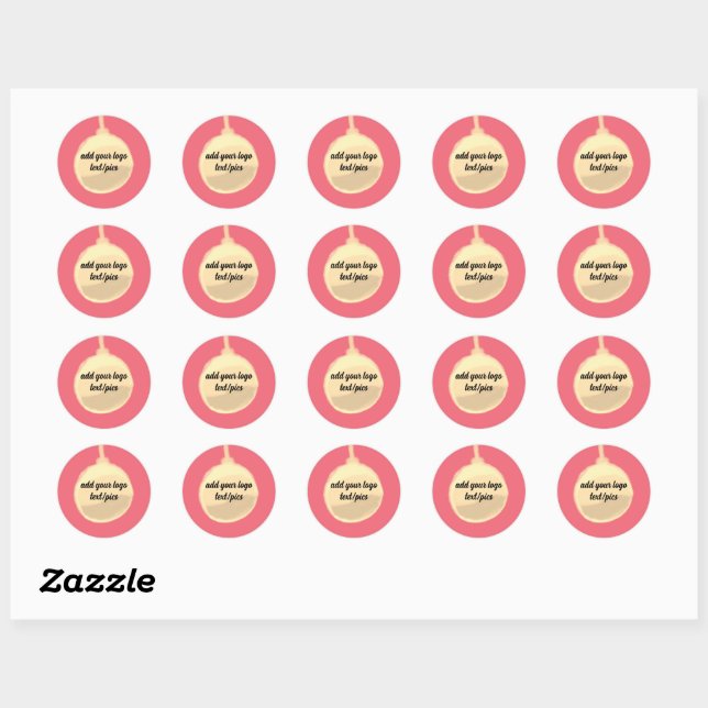 yellow christmas bell simple classic round sticker (Sheet)