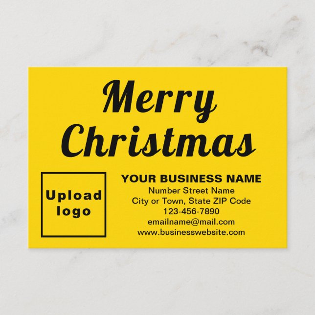 Yellow; Christmas; Business; Small Flat Greeting Card (Front)
