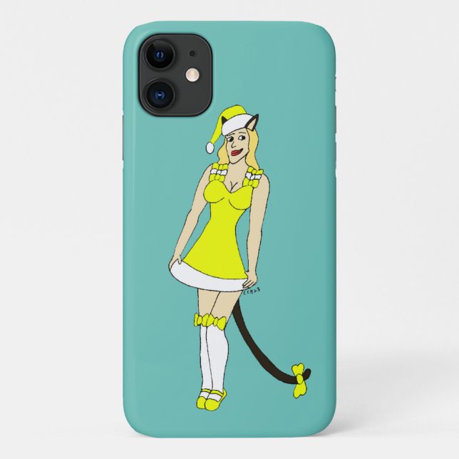 Yellow Christmas catgirl Case-Mate iPhone Case (Back)