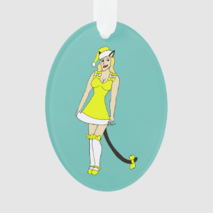 Yellow Christmas catgirl Ornament