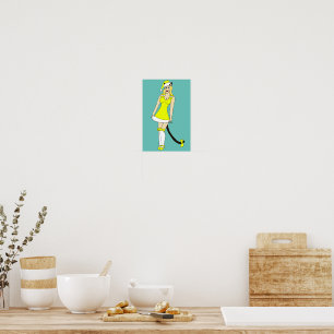 Yellow Christmas catgirl Poster