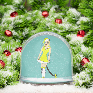 Yellow Christmas catgirl Snowglobe