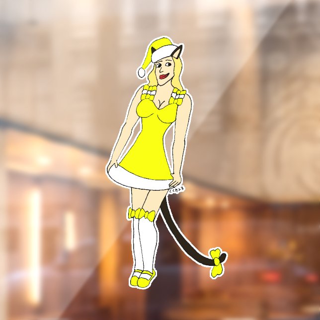 Yellow Christmas catgirl Window Cling (Sheet 2)
