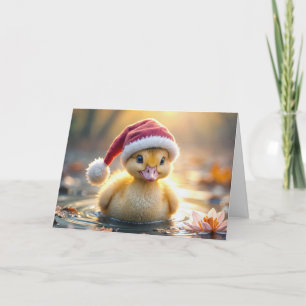 Yellow Christmas Duckling Holiday Card