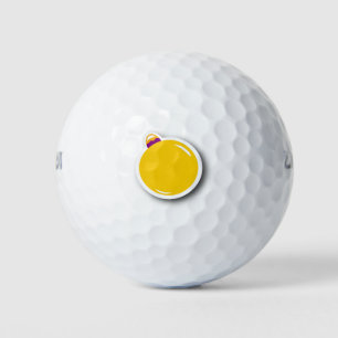 Yellow Christmas Ornament (Round) Golf Balls