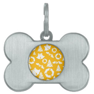 Yellow Christmas Pattern Pet ID Tag
