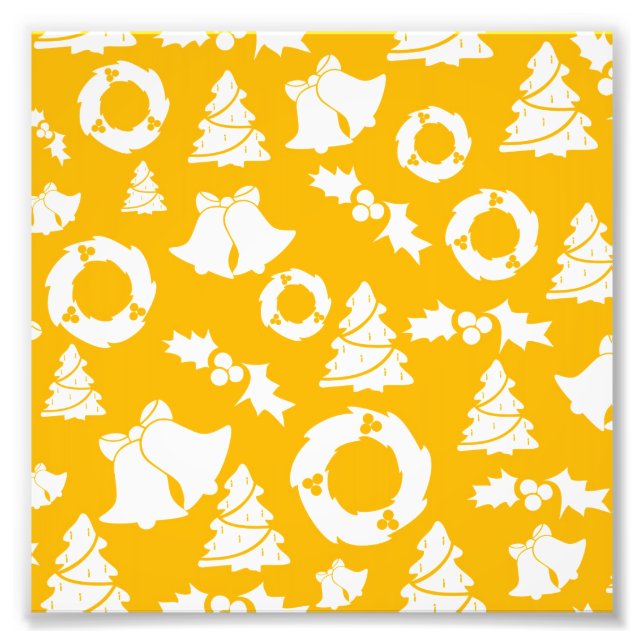 Yellow Christmas Pattern Photo Print (Front)
