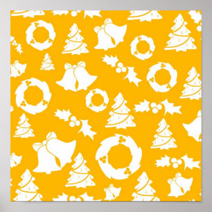 Yellow Christmas Pattern Poster