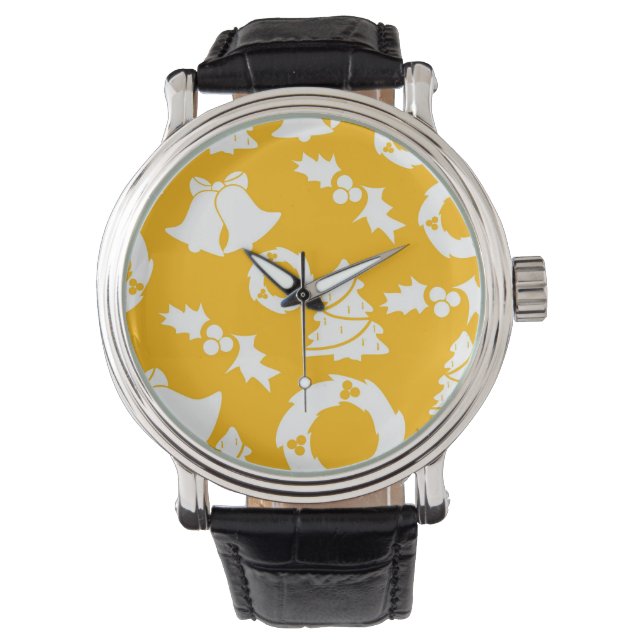 Yellow Christmas Pattern Watch (Front)