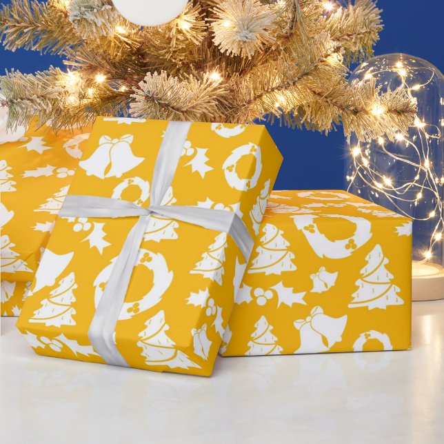 Yellow Christmas Pattern Wrapping Paper (Holidays)