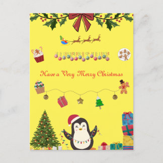 Yellow Christmas Postcard