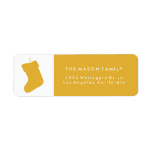 Yellow Christmas Stocking Holiday Address Labels