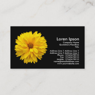Yellow Chrysanthemum - Black Business Card