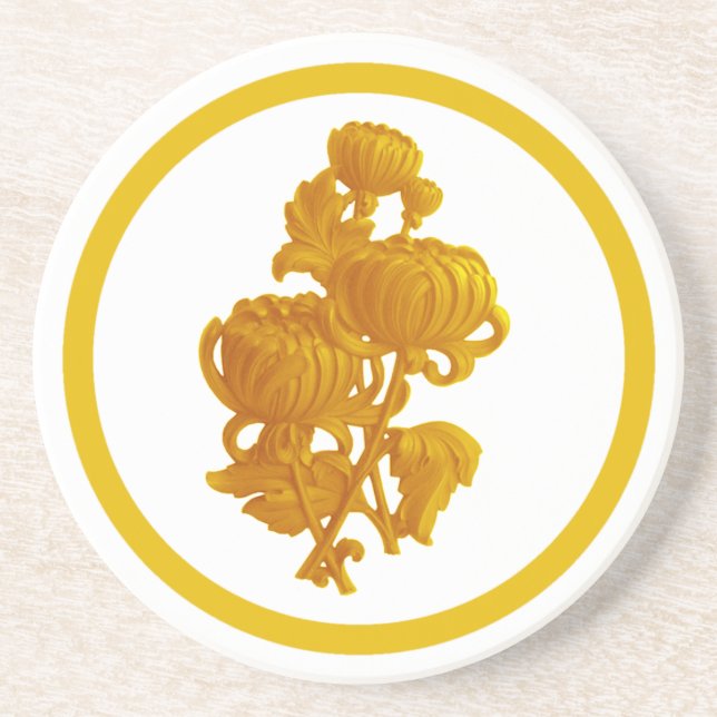 Yellow Chrysanthemum Coaster (Front)
