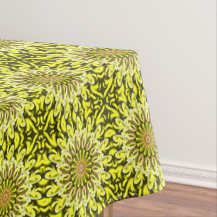 Yellow Chrysanthemum Floral Patterned Abstract Tablecloth