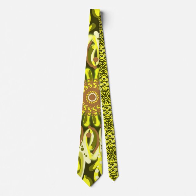 Yellow Chrysanthemum Floral Patterned Abstract Tie (Front)