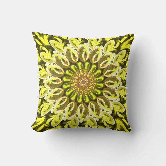 Yellow Chrysanthemum Flower Abstract  Cushion (Front)