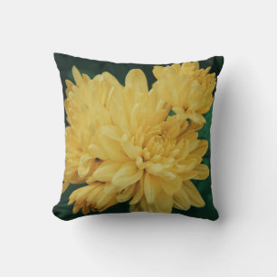 Yellow Chrysanthemum Flower Cushion Throw Pillow