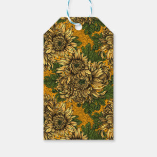 Yellow chrysanthemum flowers gift tags