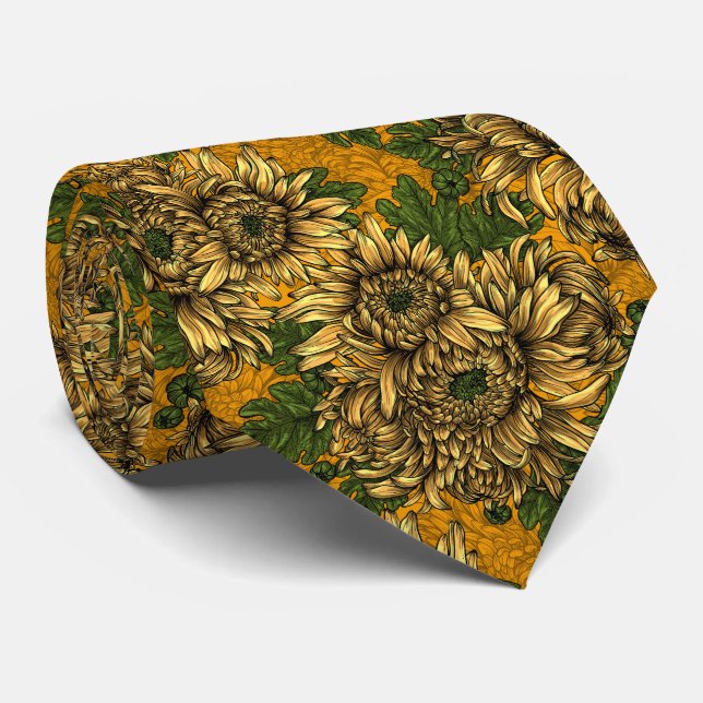 Yellow chrysanthemum flowers tie (Rolled)