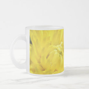 Yellow Chrysanthemum Frosted Glass Coffee Mug