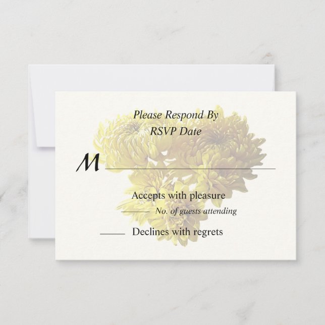 Yellow Chrysanthemum Heart RSVP Card (Front)