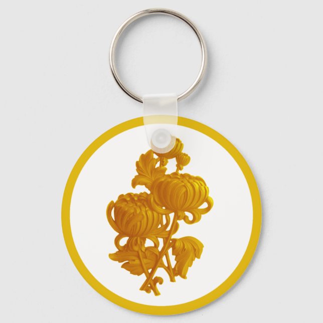 Yellow Chrysanthemum Key Ring (Front)