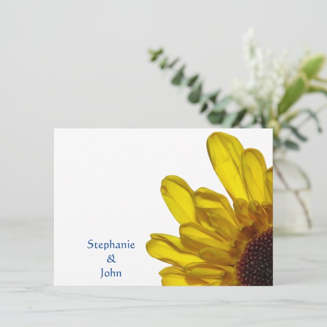 Yellow Chrysanthemum Photo White Name Elegant Cool Card (Standing Front)