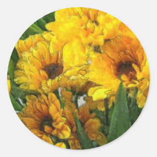 Yellow Chrysanthemums 4 Classic Round Sticker