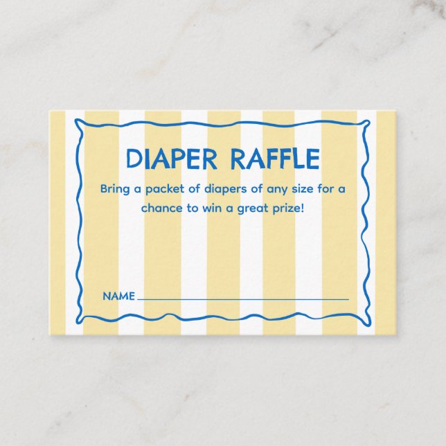 Yellow Ciao Baby Baby Shower Diaper Raffle Insert (Front)