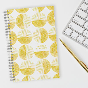 Yellow Circle Geometric Pattern Spiral Notebook