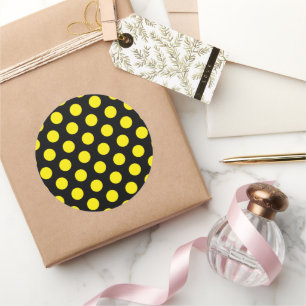Yellow Circles on Black Background Classic Round Sticker