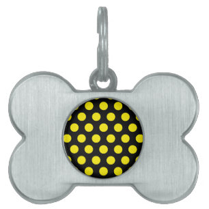 Yellow Circles on Black Background Pet ID Tag