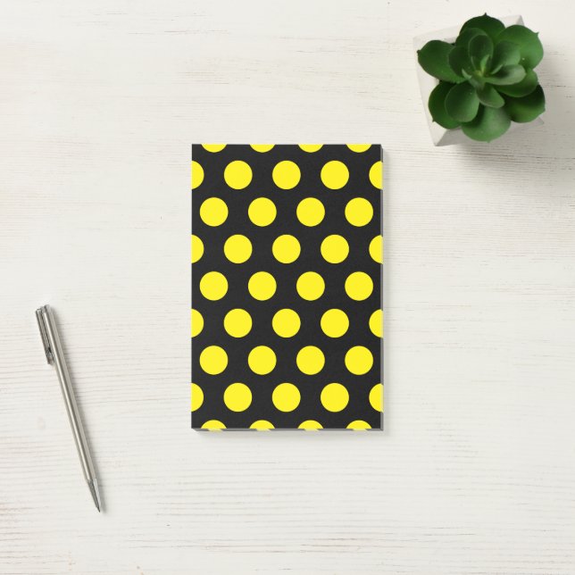 Yellow Circles on Black Background Post-it Notes (Office)