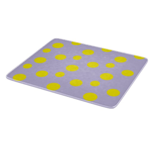 Yellow circles on purple pattern cutting board (Corner)