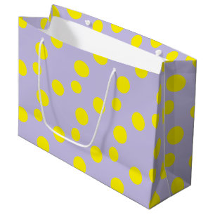 Yellow circles on purple pattern large gift bag