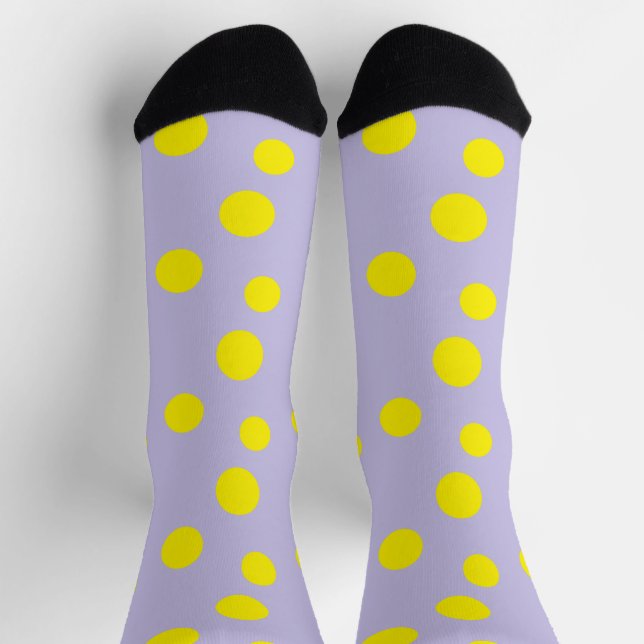 Yellow circles on purple pattern socks (Top)