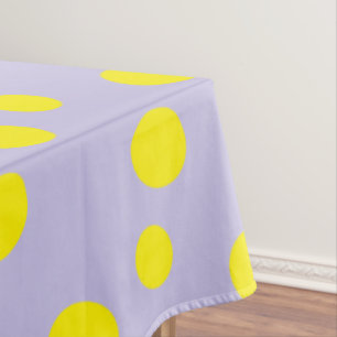 Yellow circles on purple pattern tablecloth