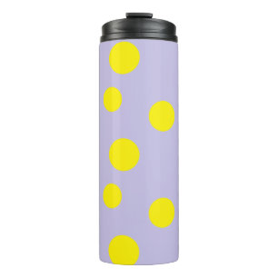 Yellow circles on purple pattern thermal tumbler