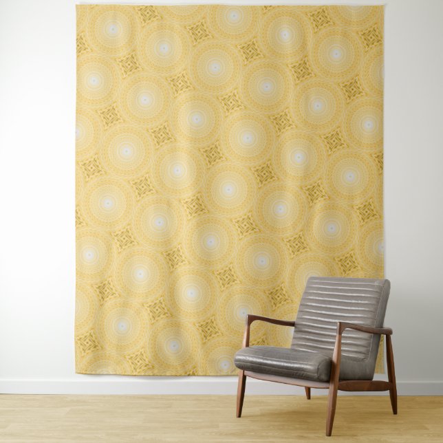Yellow circles pattern tapestry (In Situ)