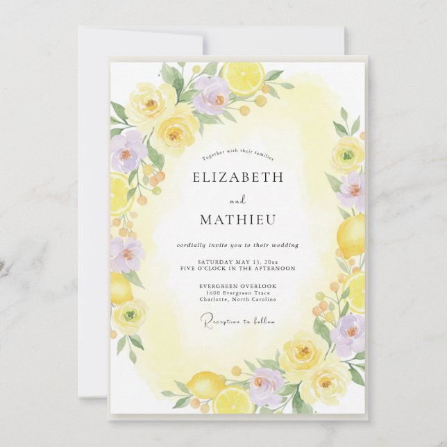 Yellow Citrus Amalfi Wedding Invitation (Front)