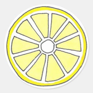 Yellow Citrus Fruit Fruity Lemon Slice Stickers