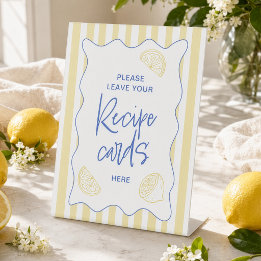Yellow Citrus Leave Your Recipe Here Bridal Shower Pedestal Sign