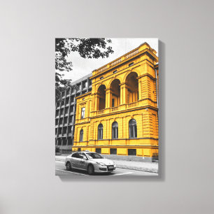Yellow City Building Minimalist Colour Photography Canvas Print