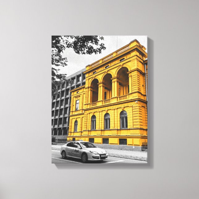 Yellow City Building Minimalist Colour Photography Canvas Print (Front)